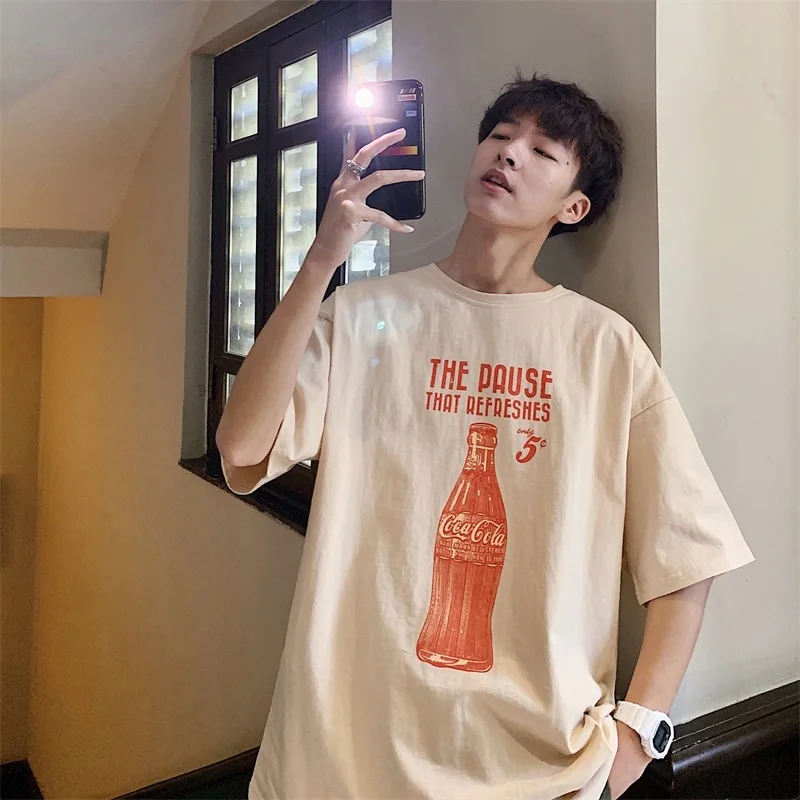

Men's T-shirt 2019 Summer New Youth Popular Striped Round Neck Loose Short-sleeved Pullover T-shirt Youth Casual Men's Clothing