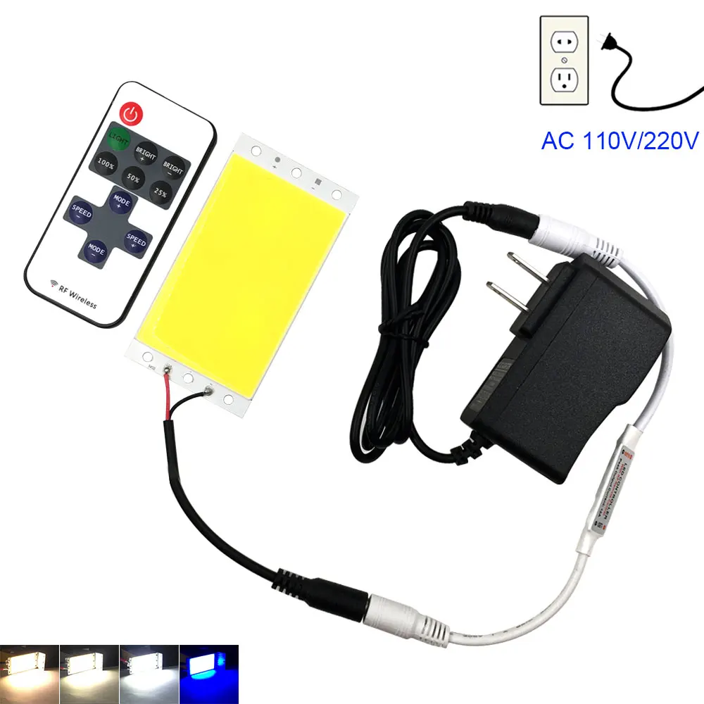 Затемнения светодиодный светильник 12V 110V 220V COB Панель лампа с диммер теплый день