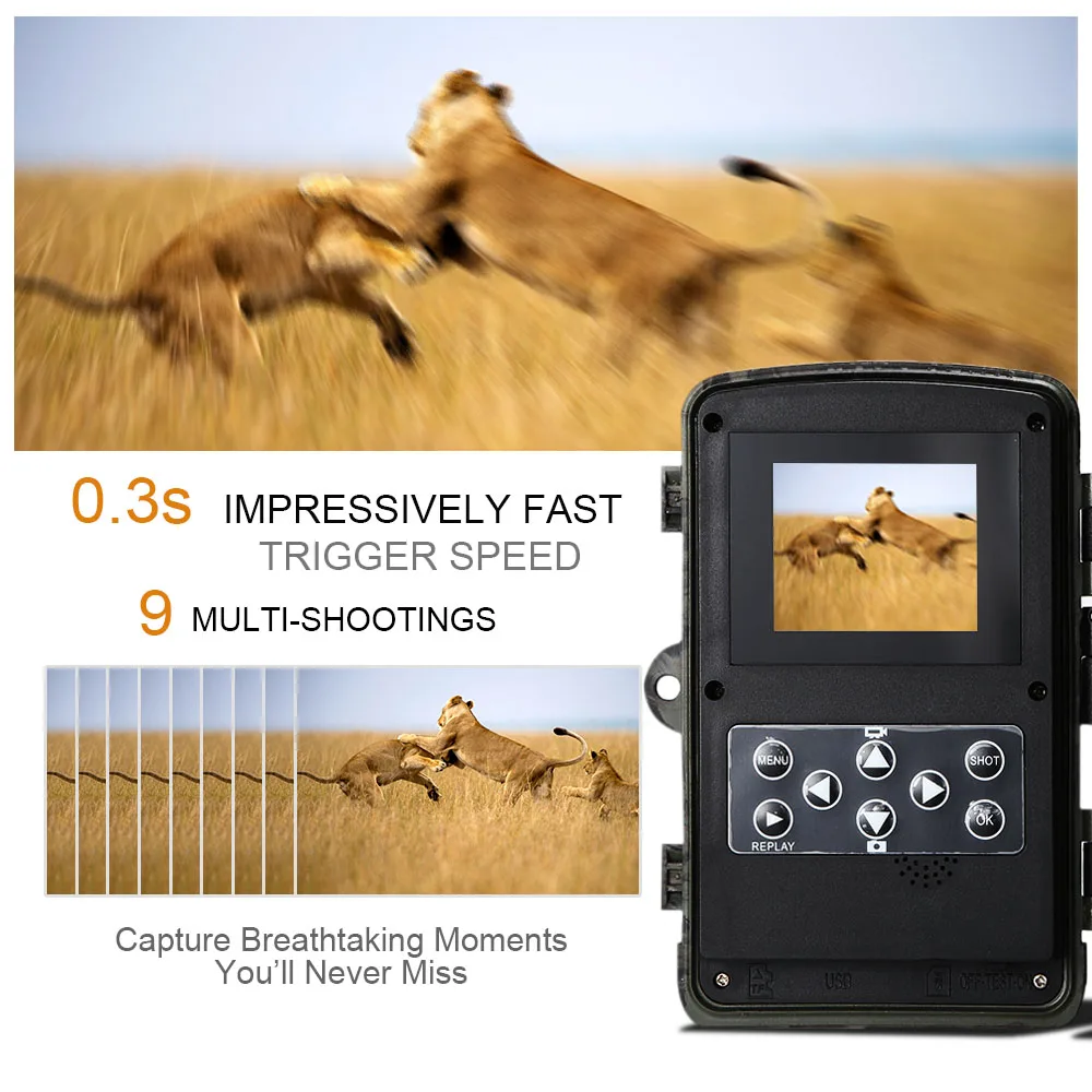 

Lixada 16MP1080P 2G MMS SMS Trail Camera PIR Sensor Infrared Night Vision Hunting Game Camera Outdoor Wildlife Scouting Camera