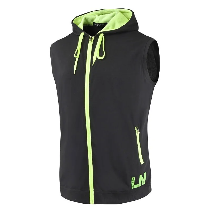 luogen Sleeveless Men Hooded Pullover Zipper Custom Logo Desgin Cardigan Hoodie Teens Tops Off White Sweatshirts Street Wear