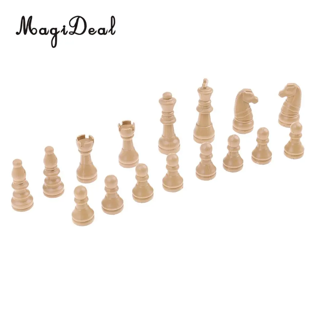 MagiDeal 16 Pieces Replacement Plastic Chess Pieces/Chessman Set beige Birthday Gift Party Supplies International Chess Set