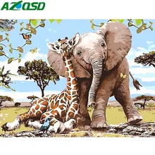 AZQSD картина маслом по номерам слон животные Ручная роспись холст настенные картины Современные DIY мультфильм стены искусства украшения дома