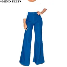 Ум средства ухода за кожей стоп расклешенные женские джинсы Синий широкие брюки джинсовые штаны плюс размеры женская мода тенденция повседневное свободные