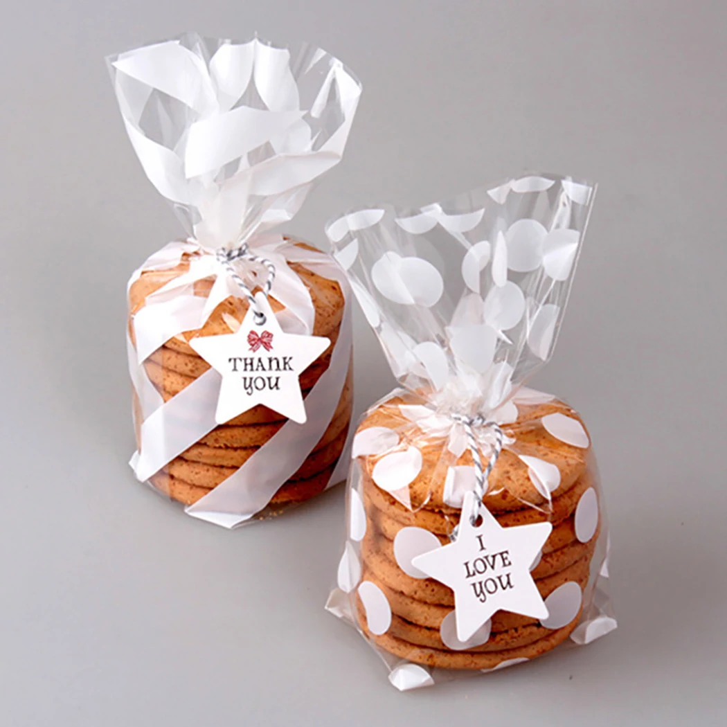  100PCS Cute Flat Cellophane Treat Bag Cookie Candy Gift Bags for Candy Biscuits Snack Baking Packag - 32951500769