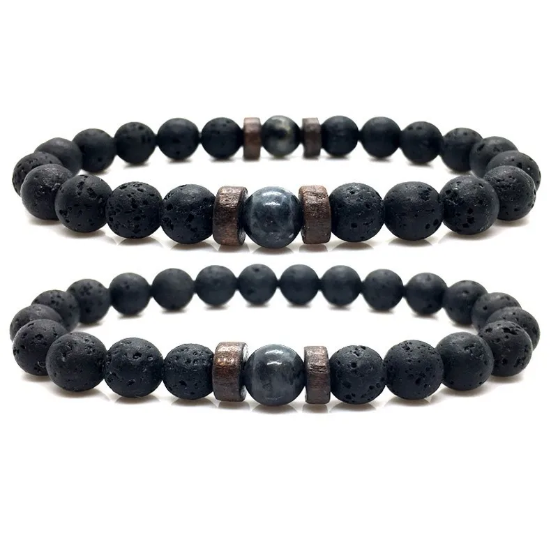 

Classic 8mm Lava Stone Bracelet Men Charm 12 Styles Yoga Braslet For Man Cool Biker Jewelry Accessories Erkek Bileklik Pulseras