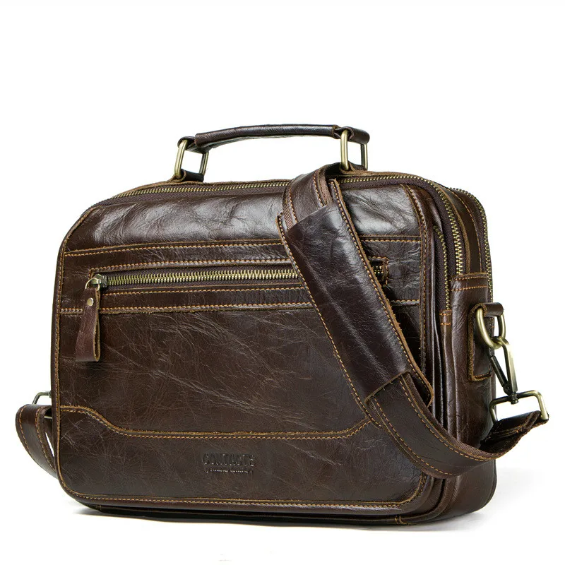 

2019 New men's Genuine Leather Vintage Man Single shoulder Satchel bag Layer Cowhide Male Package handbag crossbody bags for men