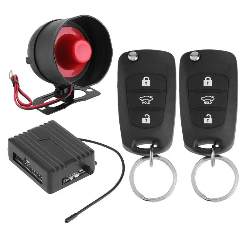 

Universal 1-Way Car Burglar Alarm Vehicle Protection Keyless Entry Security System Siren+2 Remote Control 101/T429