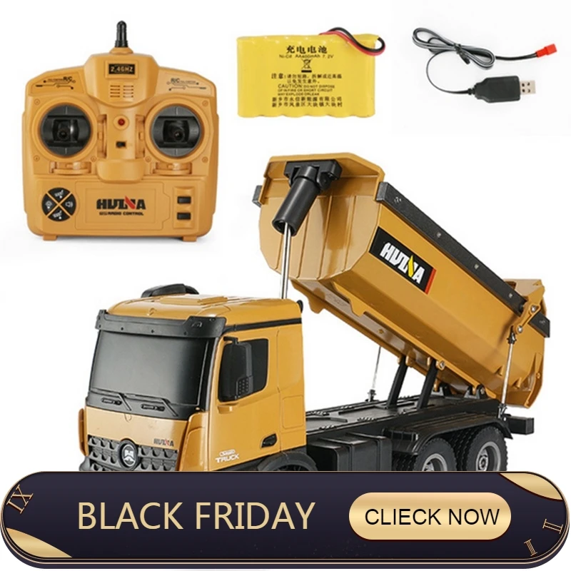 

Huina 573 RTR 2.4GHz 10 channel 1:14 Remote Control RC Truck Dump self-discharging metal Auto Demonstration LED Light RC Toys