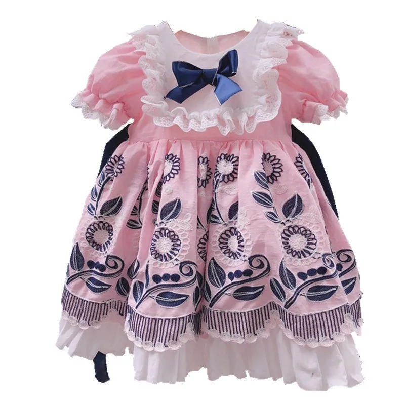 

baby girls dresses spanish retro vintage ruffles embroidery lace wedding princess party kids dress ball gow frock