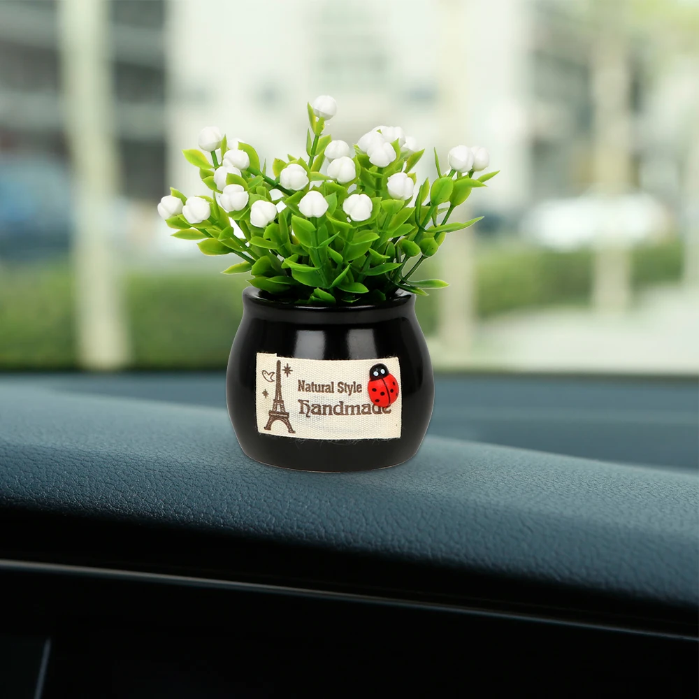 Mini Car Plant Decor, Cute Succulent Dashboard Decorations Car Dashboard Decor Mini Cars Ornament Artificial Planter Miniature Plant