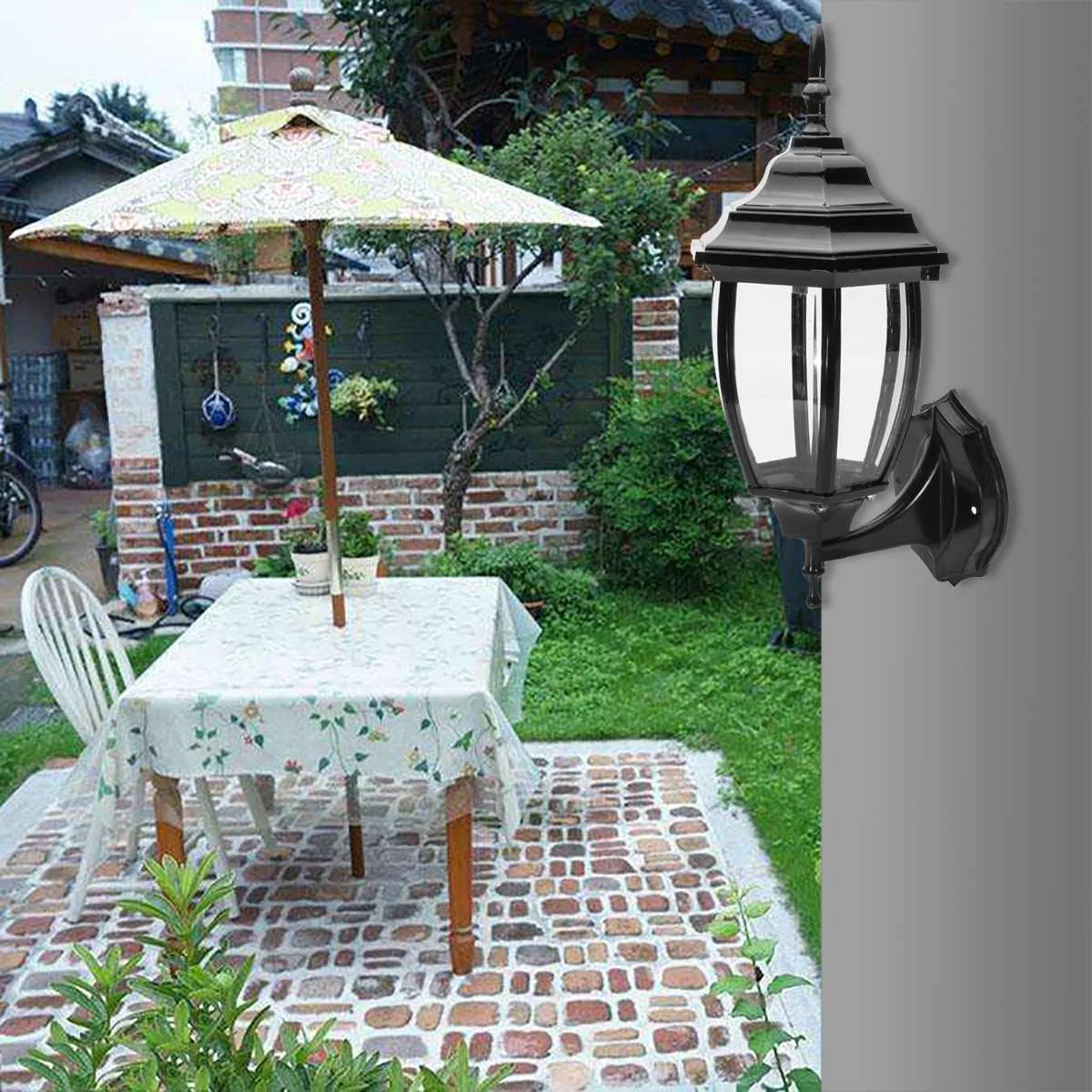 Home Outdoor Garland Retro Wall Rain-Proof Lights Lamp Fixture Garden Porch Patio Aluminum Lantern Cube Led Decoration