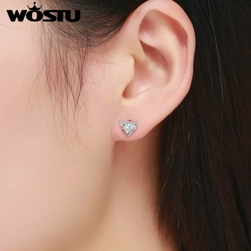 WOSTU 2019 милые маленькие лисички циркониевые серьги гвоздики романтические