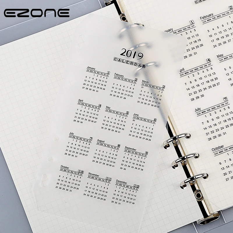 

EZONE Notebook Separate Page Calendar A5 A6 Loose Leaf Index Label PP 2019 Calendar Spiral Notebook Separate Pages Office Supply