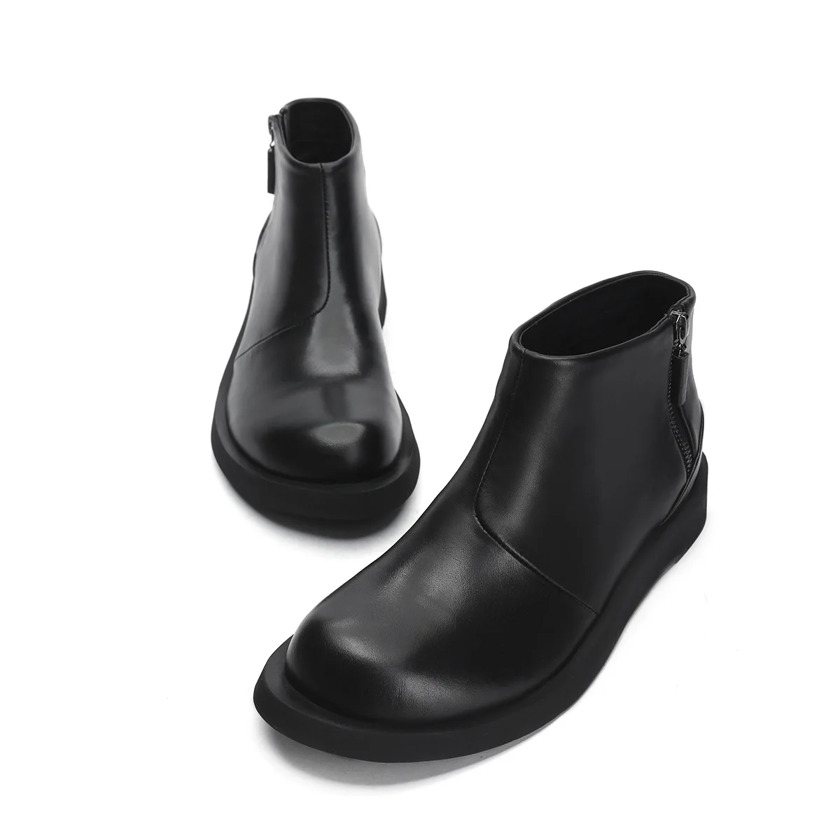 

Leather Boots Male Simple Family Genuine Cowhide Side Zipper Correct Dress Business Affairs Leisure Time Male Boots Correct