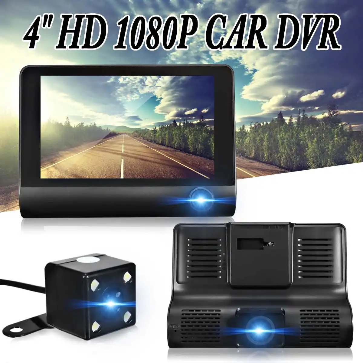 

KROAK 4'' 170 Degree 1080P Full HD Car DVR Camera Dual Lens G-sensor Dash Cam Video Recorder DVR Rearview Camera