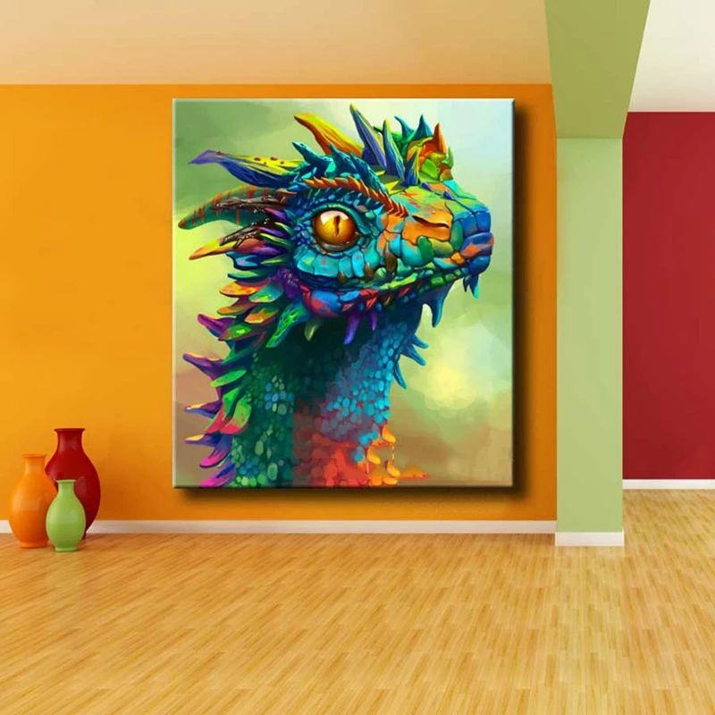 

Color Dragon Head Diamond Painting Diy 5d Full Diamond Embroidery Square Rhinestones Home Decor