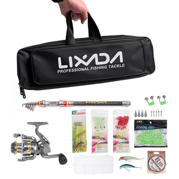 

Lixada Telescopic Fishing Rod and Reel Combo Full Kit Spinning Fishing Reel Gear Organizer Pole Set with 100M Line Lures Hooks