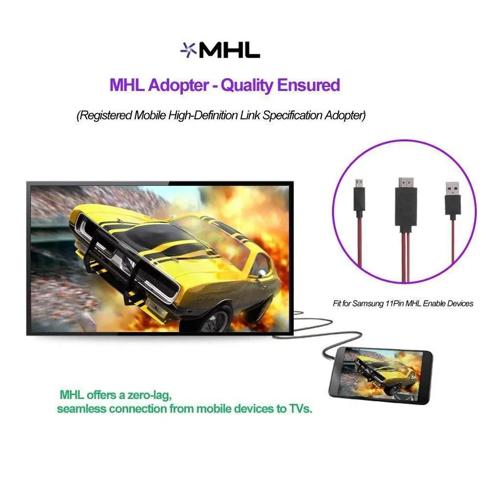 6,5 футов MHL Micro-USB к HDMI адаптер конвертер кабель 1080P HDTV для Android устройств samsung Galaxy S3 S4 S5 Note 3 Note 2 нет