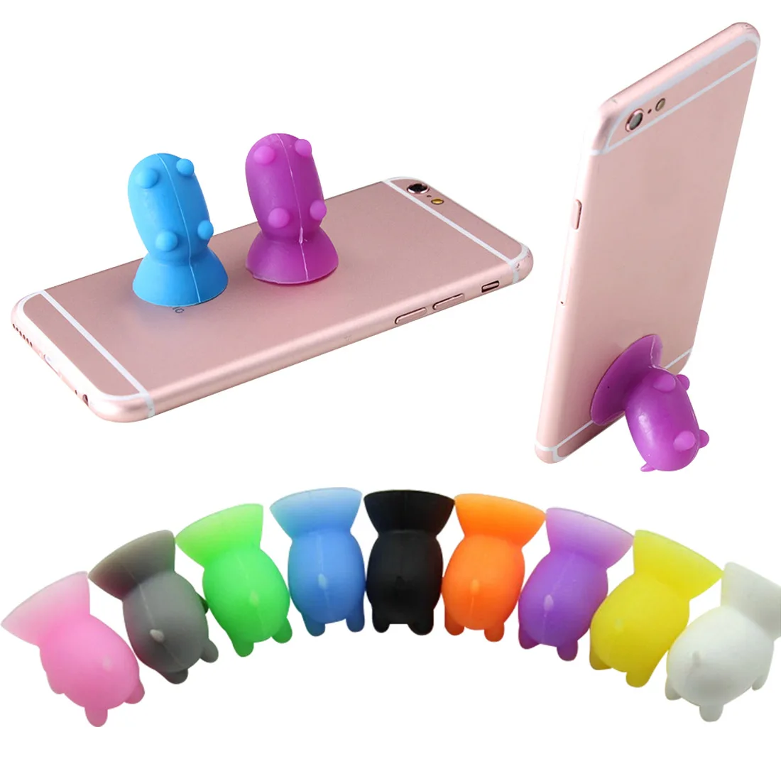 

Portable Mini Pig Style Silicone Suction Base Mobile Phone Stand Random Color Universal for Smartphones