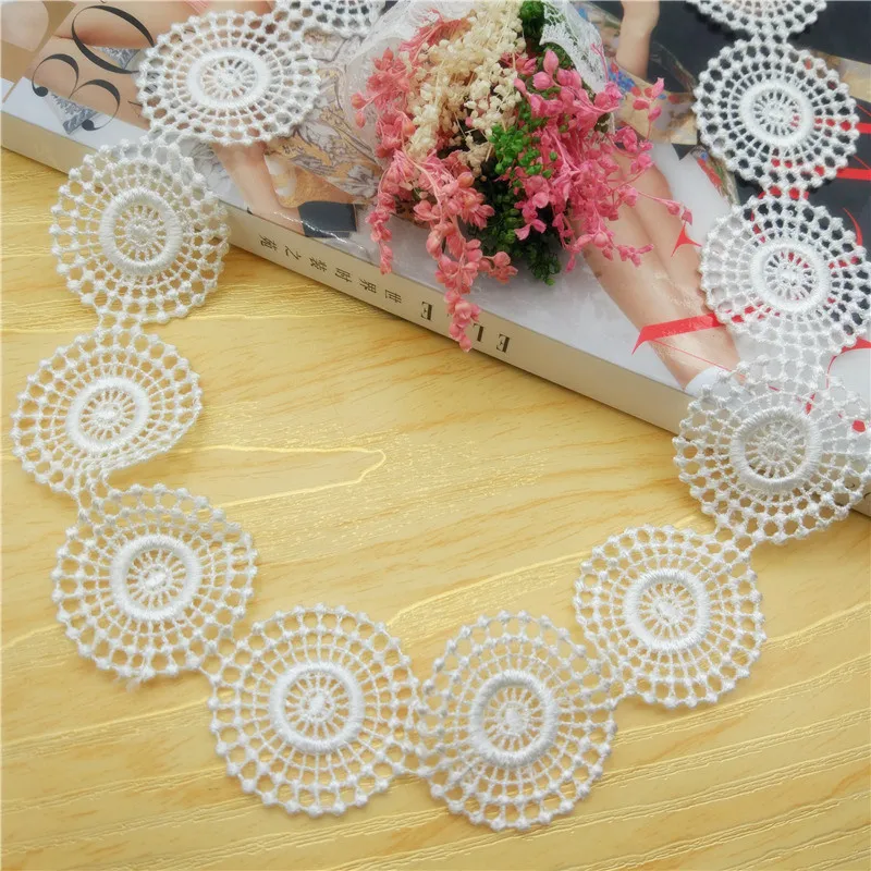 19yards 3.5cm polyester water soluble embroidery lace trim fabric ribbons DIY children's clothing dress sewing accessories