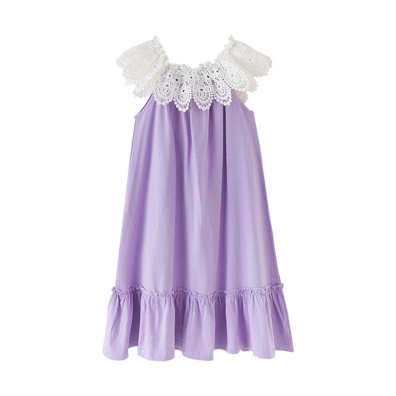

lace chiffon loose dress age for 4-14 yrs big girls princess short-sleeve frocks kids 2019 new summer simple child beach clothes