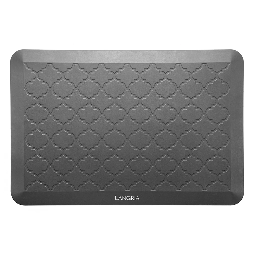 

LANGRIA Anti Fatigue Standing Desk Mat Ergonomic Comfort Anti-Slip Design with Embossed Pattern Waterproof for Office Bathroom
