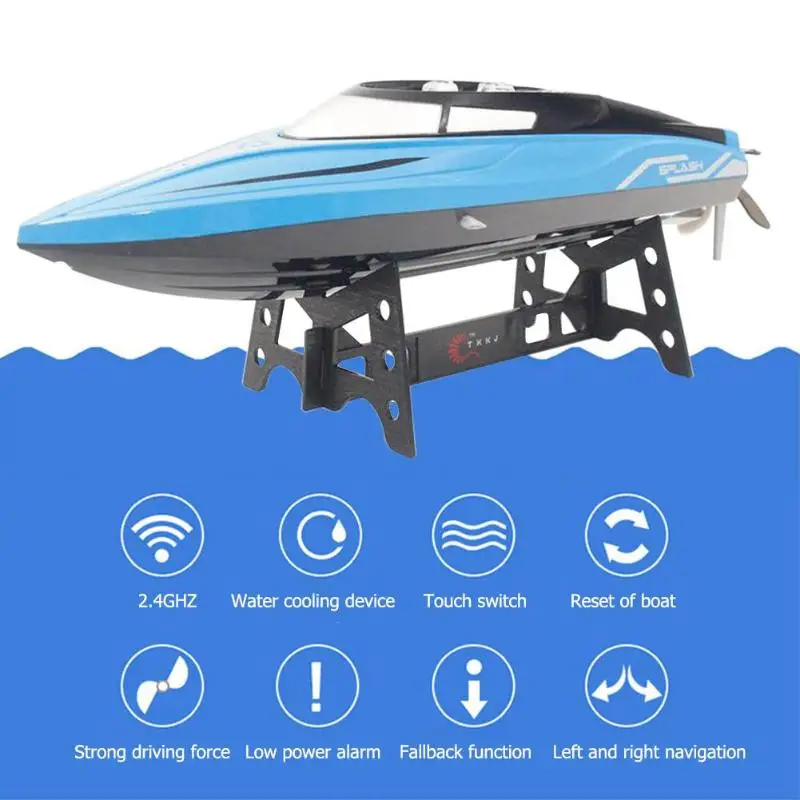 

2.4GHz 4CH Mini Racing Boat Speedboat Ship Kid Toys w/Water Cooling System Low Power Alarm Function Flipped for Kid Toys Gift