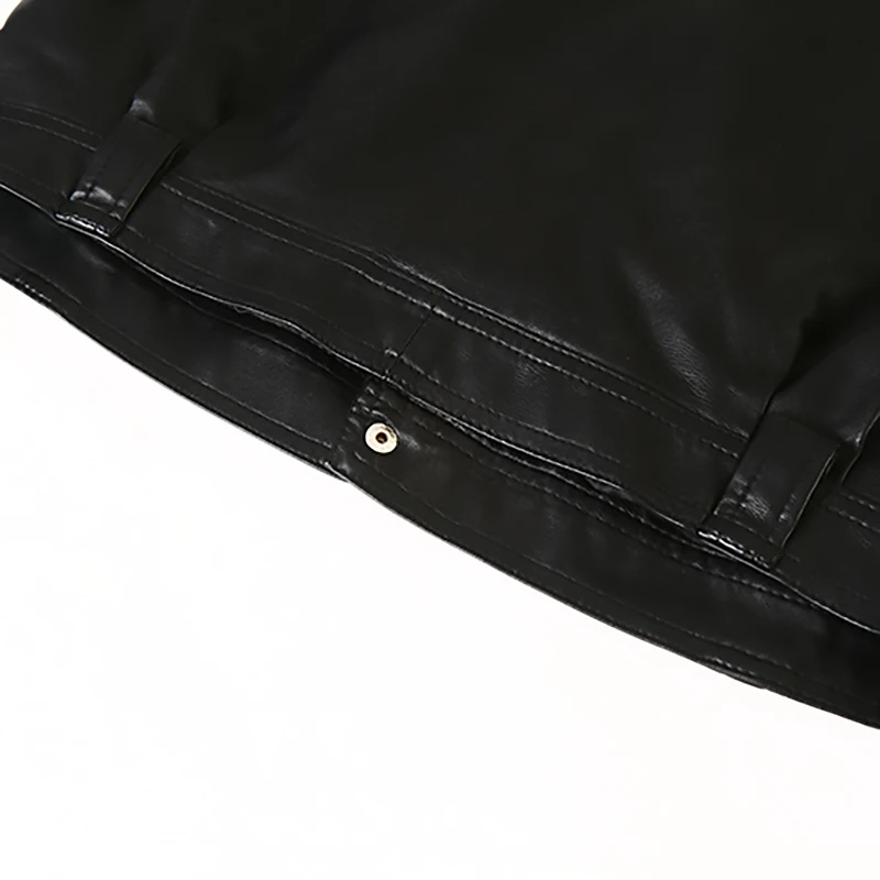 [EAM] Новинка, осенне-зимняя черная Свободная куртка из искусственной кожи с отворотом и длинным рукавом, модная женская куртка большого размера JQ032