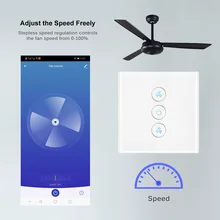 ЕС/Великобритания Alexa Google дома Smart переключатель потолочного вентилятора Wi Fi приложение таймер скорость группа управление регулирование скорости настенный веер