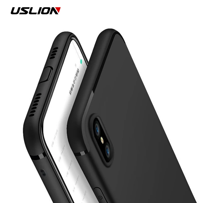 

USLION Matte Soft Phone Case For iPhone 7 8 Plus Solid Color Cases For iPhone X 8 7 6 6S Plus Soft TPU Back Cover With Dust Plug