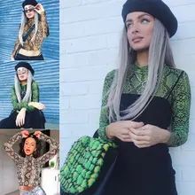 Сексуальная Женская водолазка, Прозрачная Футболка со змеиным принтом, сетчатые Топы с длинным рукавом, тонкая женская укороченная футболка