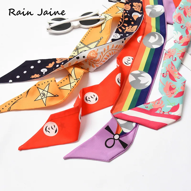 

Strip Narrow Fins Two-sided Bind Package Bring Summer Hair Band Small Silk Hijab Long Scarf Woman Tide All-match Vintage Scarves