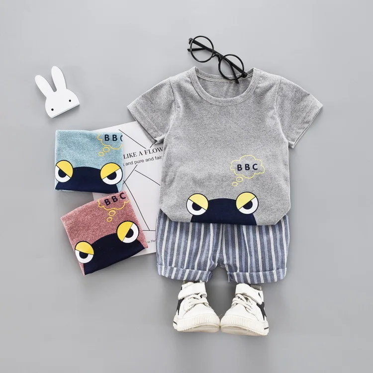 

Summer Baby Boy Girl Clothes Infant Cotton Frog Pattern T Shirt Shorts 2pcs/sets Kids Fashion Casual Garment Children Sport Suit