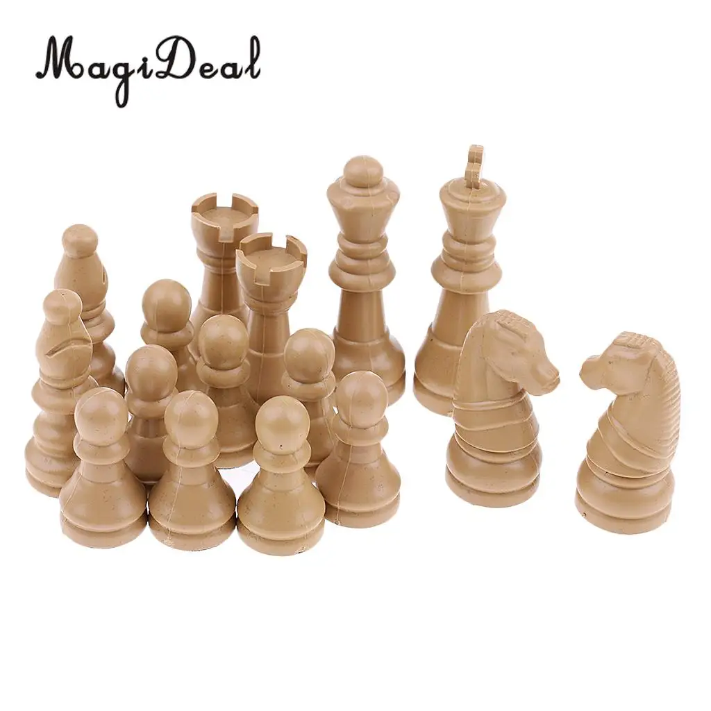 MagiDeal 16 Pieces Replacement Plastic Chess Pieces/Chessman Set beige Birthday Gift Party Supplies International Chess Set