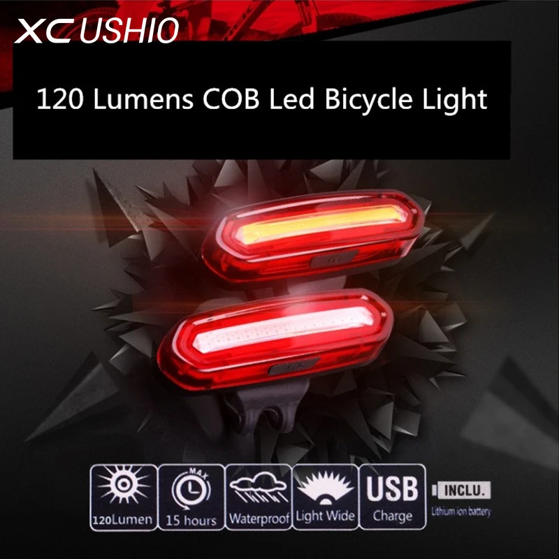 COB LED Bicycle Bike Cycling Front Rear Tail Light USB Rechargeable Waterproof