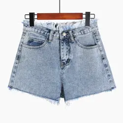 Летняя женская мода Винтаж кисточкой Высокая талия карман короткие джинсы пикантные женские джинсовые шорты