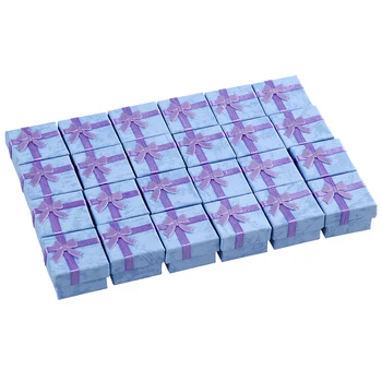 

24 Pcs Ring Earring Jewelry Display Gift Box Bowknot Square Case