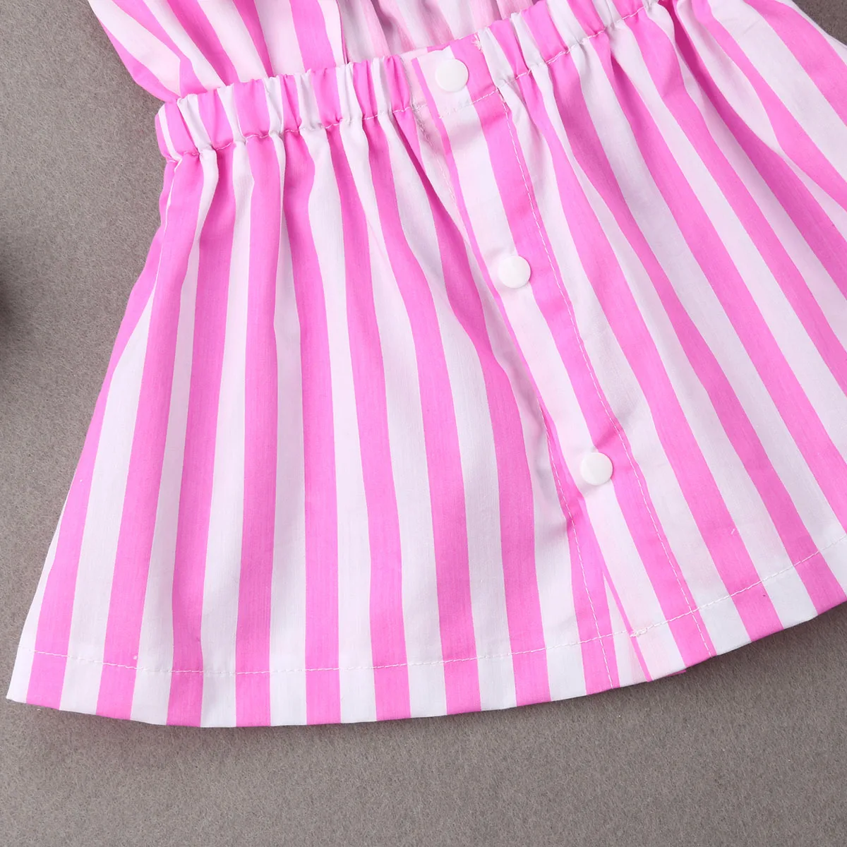 Brand New Mom and Daughter Girl Cute Summer Family Dress Sleeveless Bowknot Pink Striped Knee-Length A-Line Dress Sundress