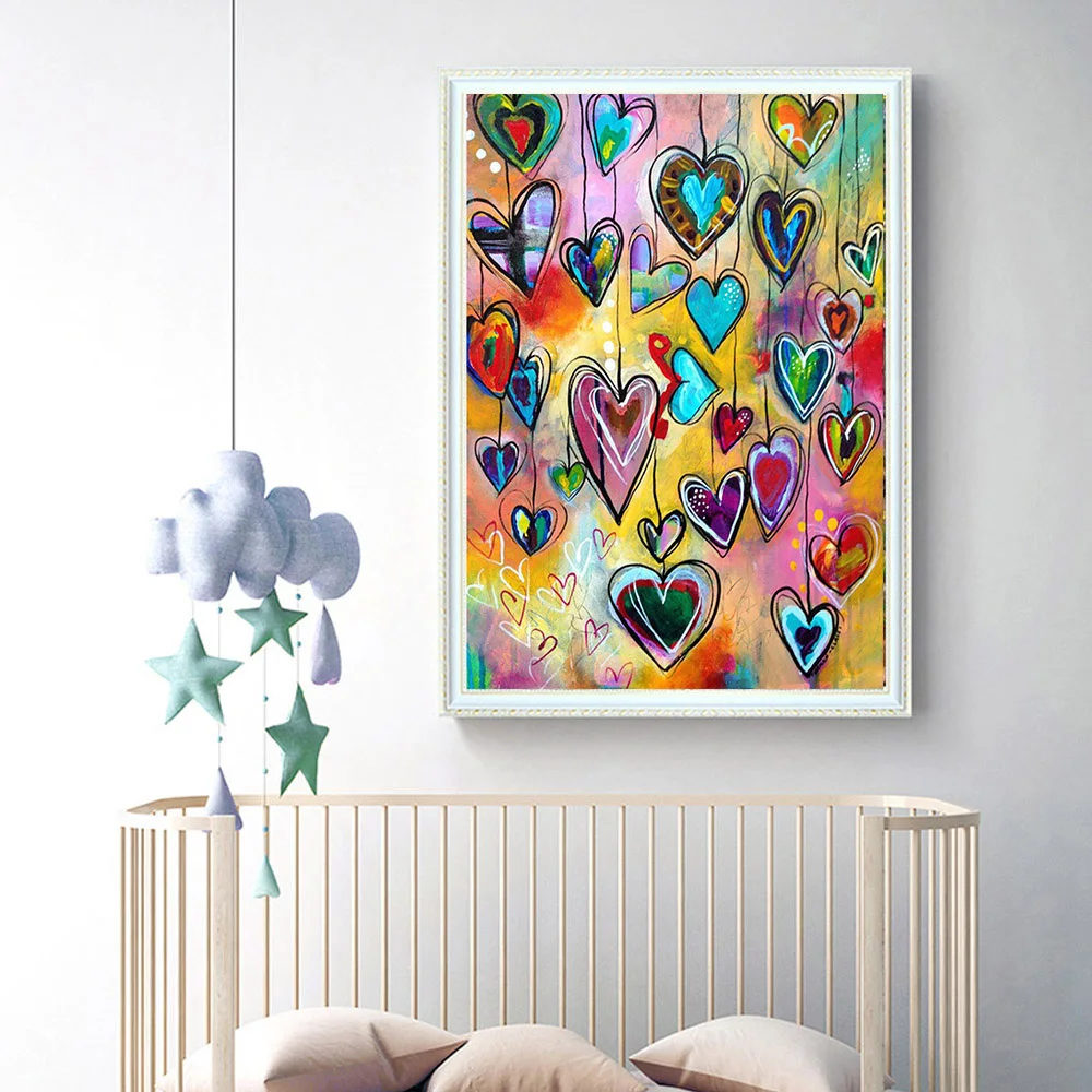 

DIY Diamond Painting Cross Stitch Love Hearts Full Round Diamond Embroidery Rhinestone Mosaic Painting Home Decor Canvas 30*40cm
