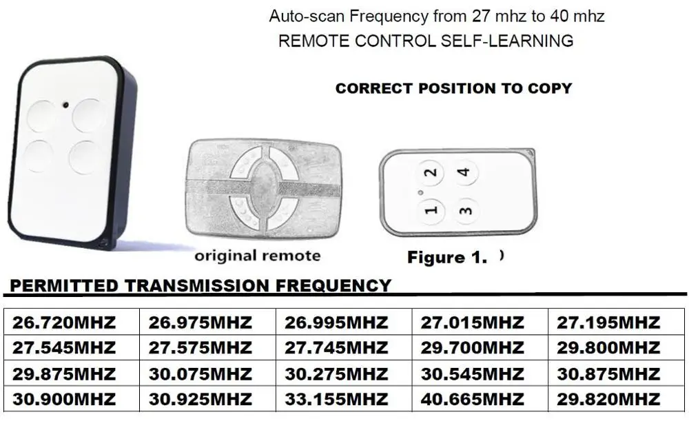 Autoscan Множественная частота копия 27 МГц 29 МГц 30 МГц 33 МГц 40 МГц пульт дистанционного управления ворота гаража пульт дистанционного управления клон 27 МГц до 40 МГц