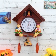Ретро Винтаж деревянные часы с кукушкой ручной работы резьба Гостиная настенные часы качели таймер Кухня часы с кукушкой 3D 3DBG049