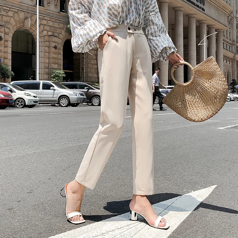 

Western-style Trousers Woman Office Work Pants Korean Fashion Harem Trousers Elegant OL Pants Plus Size