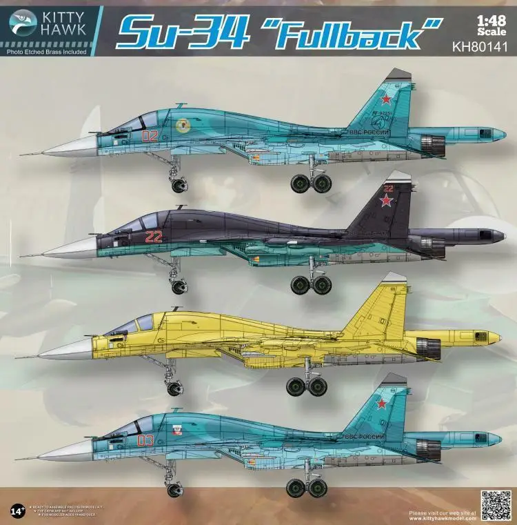 Kitty Hawk 80141 1/48 русская Su-34 полная сборка модель новая