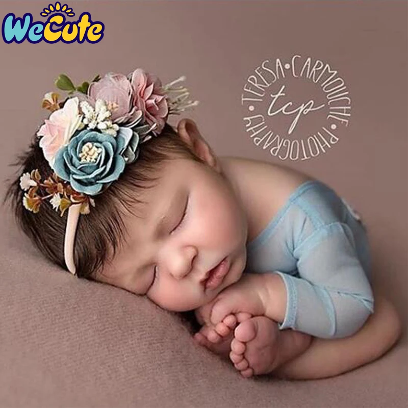 Wecute/3 шт., аксессуары для волос для маленьких девочек, искусственная Цветочная эластичная повязка на голову, нейлоновая лента, повязка для волос для новорожденных, подарок на день рождения