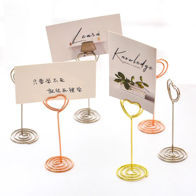 

Desk Notes Folder Lovely Heart Shape Clips Wedding Favors Place Card Holder Message Clips Table Photo Memo Number Name Clips