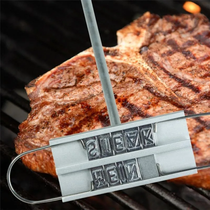 AMOS BBQ Barbecue Branding Iron Tool Meat Steak Burger 55 x Letters and 8 spaces | Дом и сад