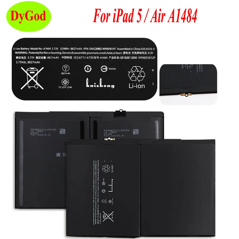 Dygod 8827 мА/ч, для iPad 5 Air A1484 планшет Батарея Замена для iPad 5/Air A1484 A1474 1475 батареи Bateria