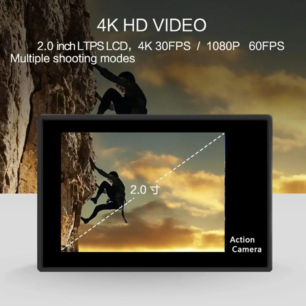 Цифровая спортивная видеокамера Wi Fi 4K Ultra HD 1080P Водонепроницаемая мини для