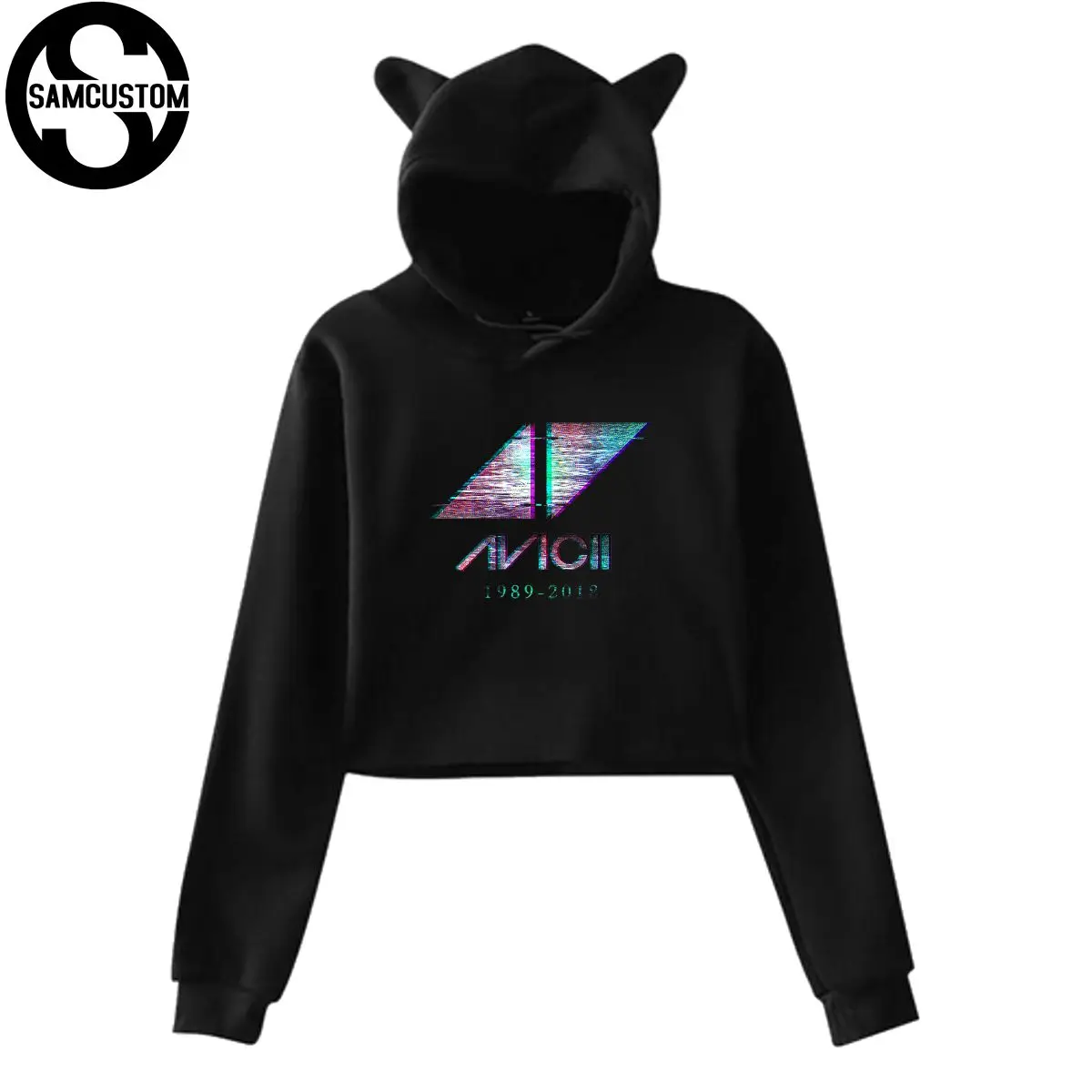 

SAMCUSTOM Avicii 1989-2018 3D print Women's Cat Ear midriff Long Sleeve Hoodie Sexy girl Leisure Sweatshirt Hooded Pullover
