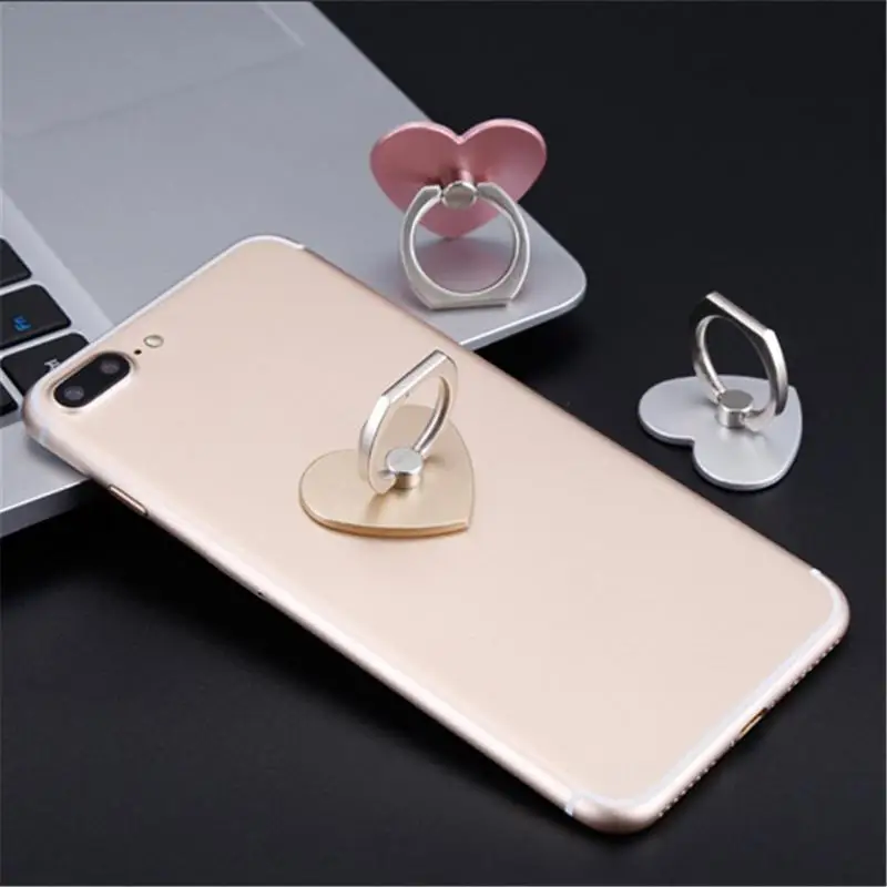 

Creative Love Heart Shaped Mobile Phone Ring Bracket Adjustable Finger Rings Smartphone Stand Holder For IPhone For Samsung
